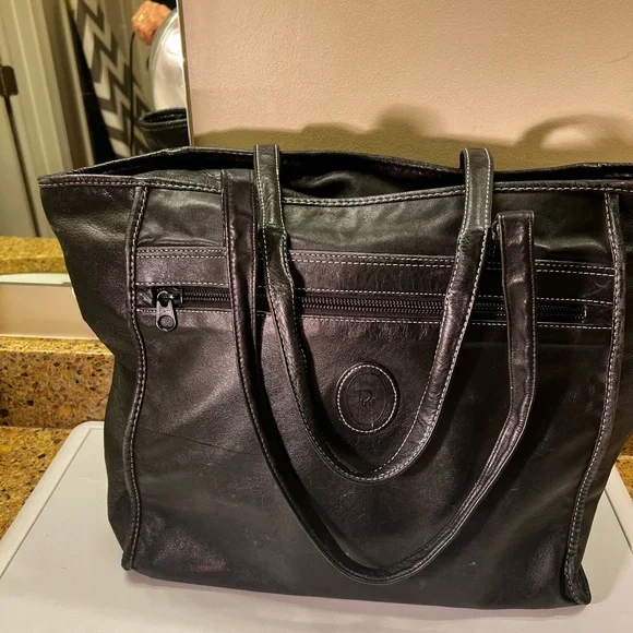 Vintage Dior Black Calfskin Leather Tote Shoulder Bag Made in Korea - Picture 13 of 14